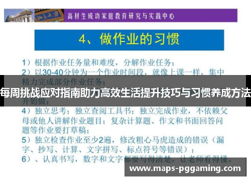 每周挑战应对指南助力高效生活提升技巧与习惯养成方法